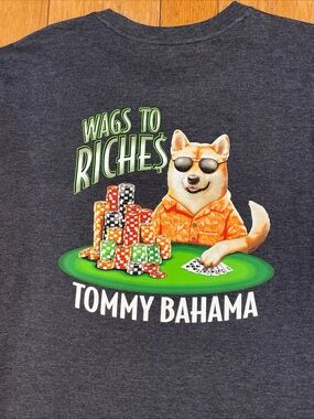 Tommy Bahama Men’s Gray Pocket Crew Neck Wags To Riches Tee, XL NEW